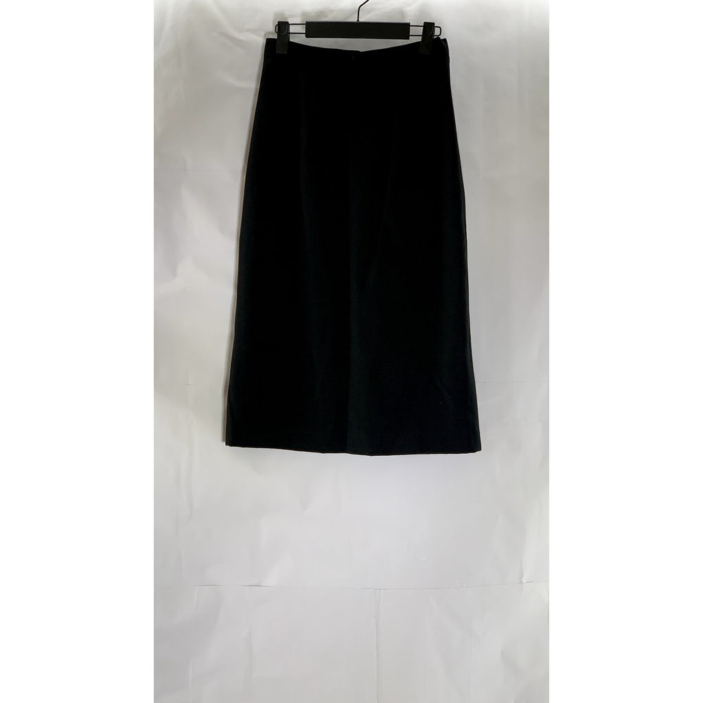 UNBRANDED Women's Black Solid Wool Straight Knee Length Skirt SZ 8