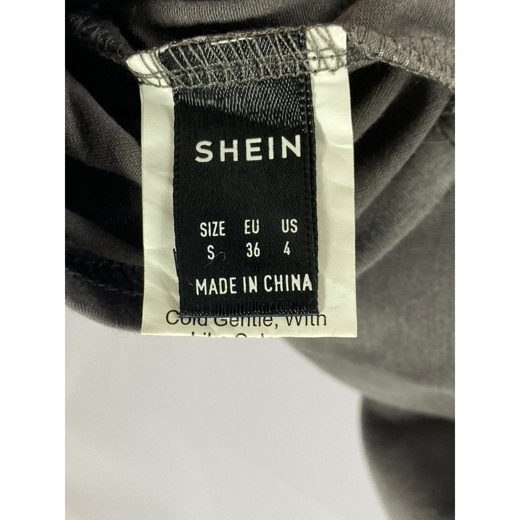 SHEIN Women's Dark Gray Scoop-Neck Basic Cropped Tank Top SZ S