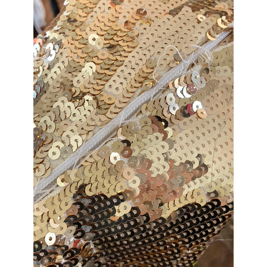 WOW COUTURE GOLD LABEL Women's Gold Sequin Embellished Mini Skirt SZ M