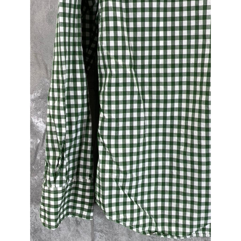 J.CREW Men's Green Gingham Secret Wash Cotton Slim-Fit Button-Up Shirt SZ M