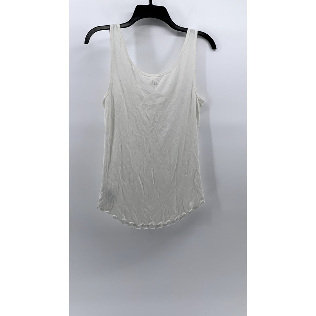 GAP Women’s White Rib Sleeveless Casual Henley Top SZ M