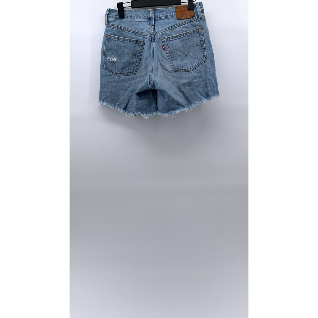 LEVI'S Women's Light Wash Blue Distressed 501 Denim Cutoff Shorts SZ 26