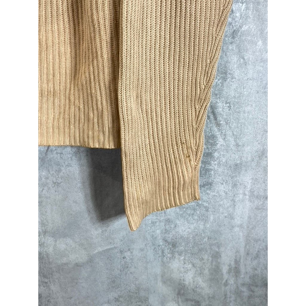BANANA REPUBLIC Men's Beige Shoulder-Zipper Cotton Knit Pullover Sweater SZ L