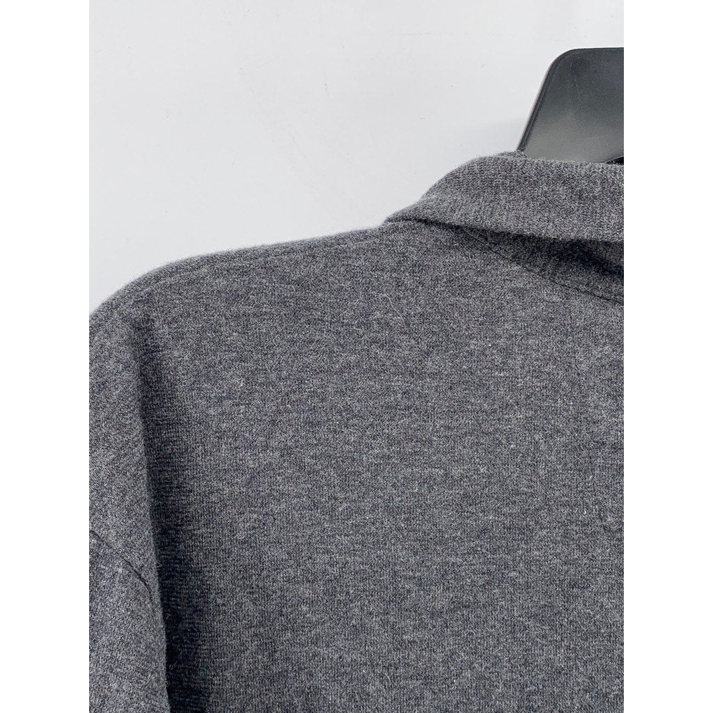 BANANA REPUBLIC Men's Charcoal Gray Long Sleeve Cotton-Wool Polo Shirt SZ XL