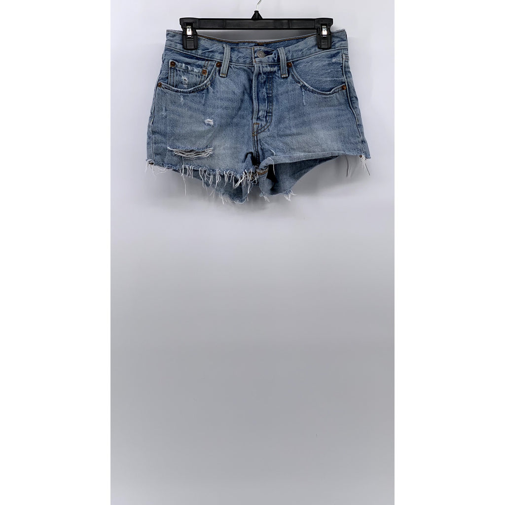 LEVI'S Women's Blue Denim Distressed 501 Shorts SZ 26