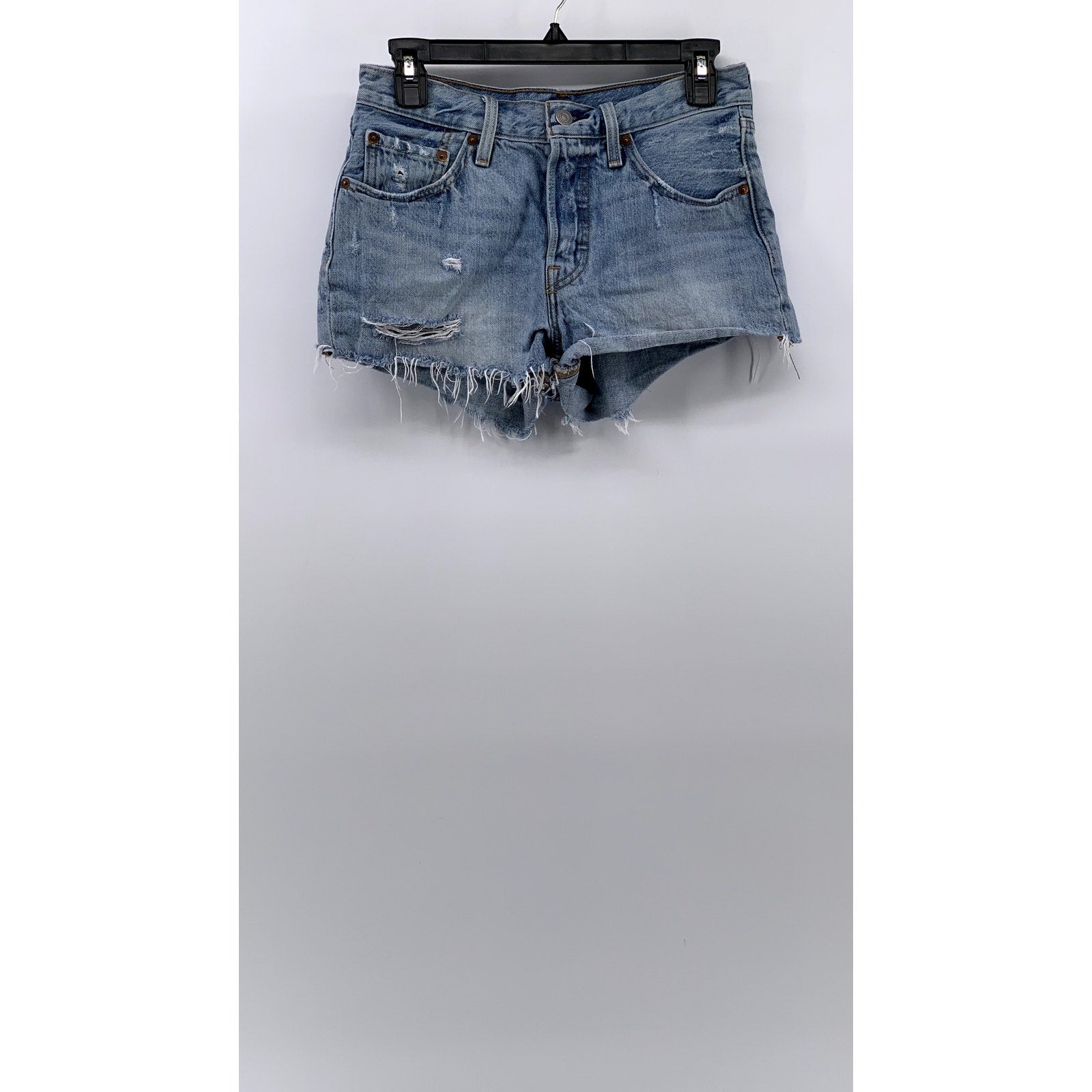 LEVI'S Women's Blue Denim Distressed 501 Shorts SZ 26