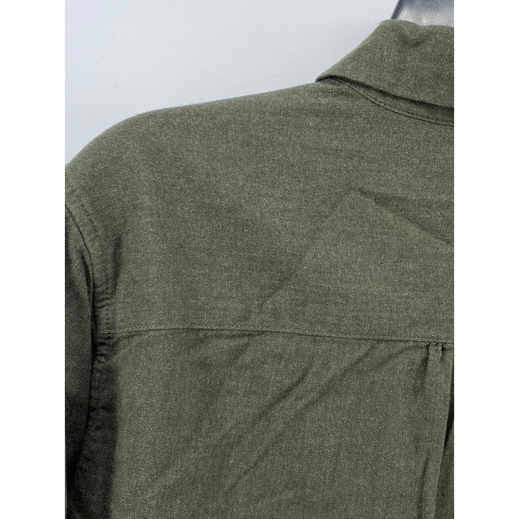 UNIQLO Women's Olive Green Soft Brushed Button-Up Long Sleeve Top SZ XS