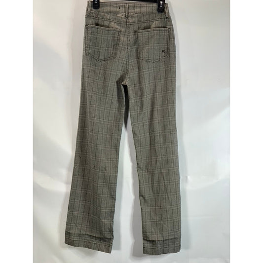 FIDELITY DENIM Women's Beige/Black Classic Plaid Wide-Leg High-Rise Pants SZ 27