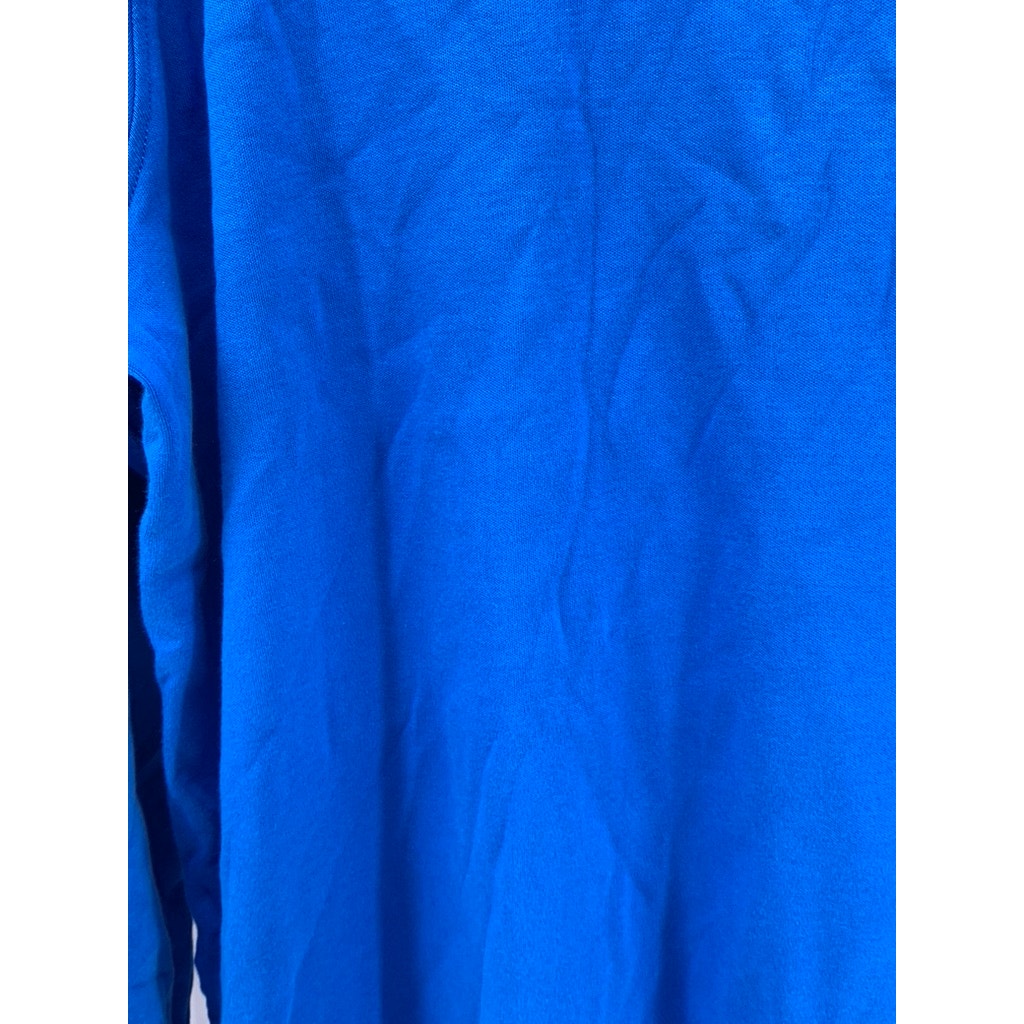 LANDS END Women's Relaxed Cotton Mock Neck Long Sleeve Bright Blue Shirt SZ XL
