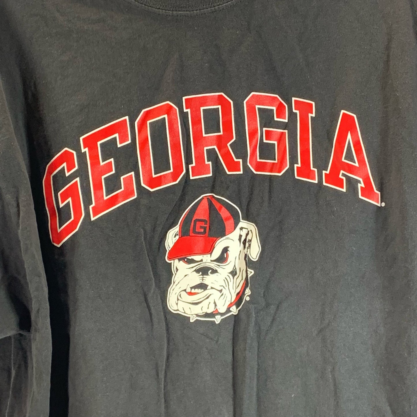 CHAMPION Men's Black/Red Georgia Bulldog Head Graphic Short Sleeve T-Shirt SZ XL