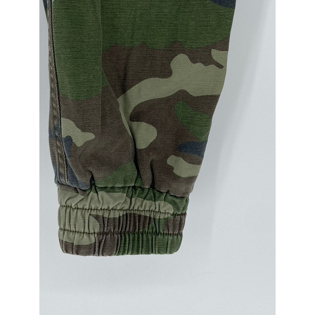 TNA Women's Green Camo Print Drawstring High-Rise Pull-On Jogger Pant SZ XS