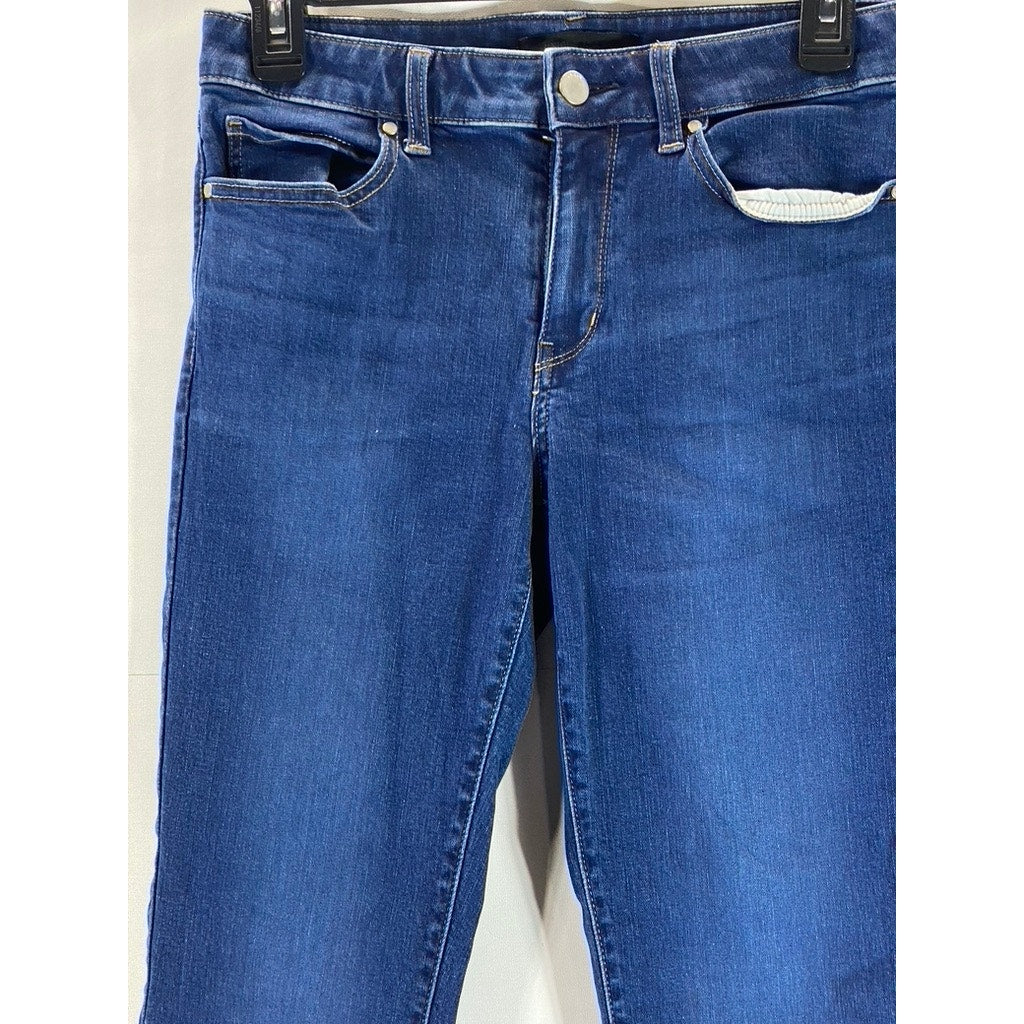 UNIQLO JEANS Women's Blue Denim Ultra Stretch Distressed Hem Skinny Jeans SZ 27