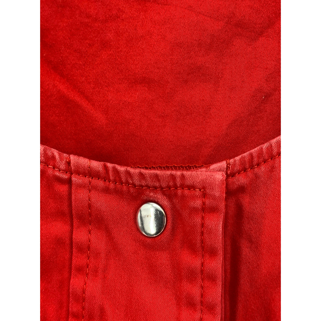 CALVIN KLEIN Women’s Red Denim Button-Up Sleeveless A-Line Midi Dress SZ S