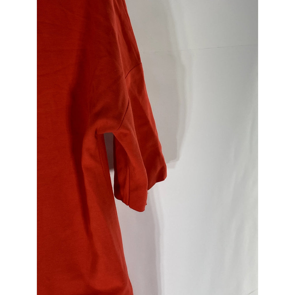 IMPERIAL Women's Red Solid Boatneck Short Sleeve Hi-Lo Hem Top SZ M