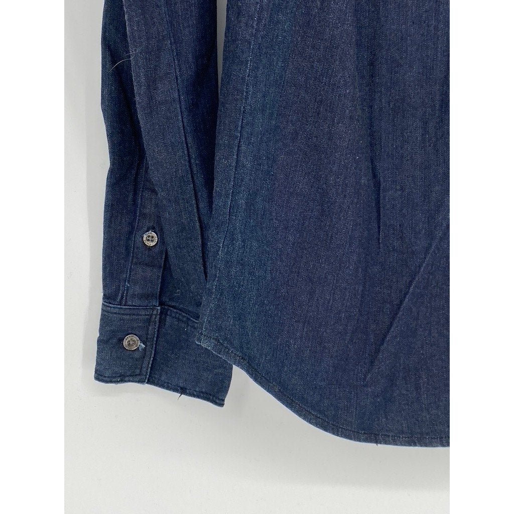 CALVIN KLEIN JEANS Men’s Navy Blue Denim Button-Up Long Sleeve Shirt SZ S