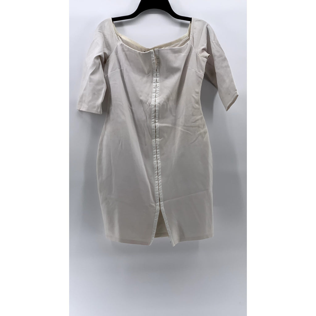 GUESS Women's White Square-Neck Short Sleeve Hook & Loop Bodycon Mini Dress SZ M
