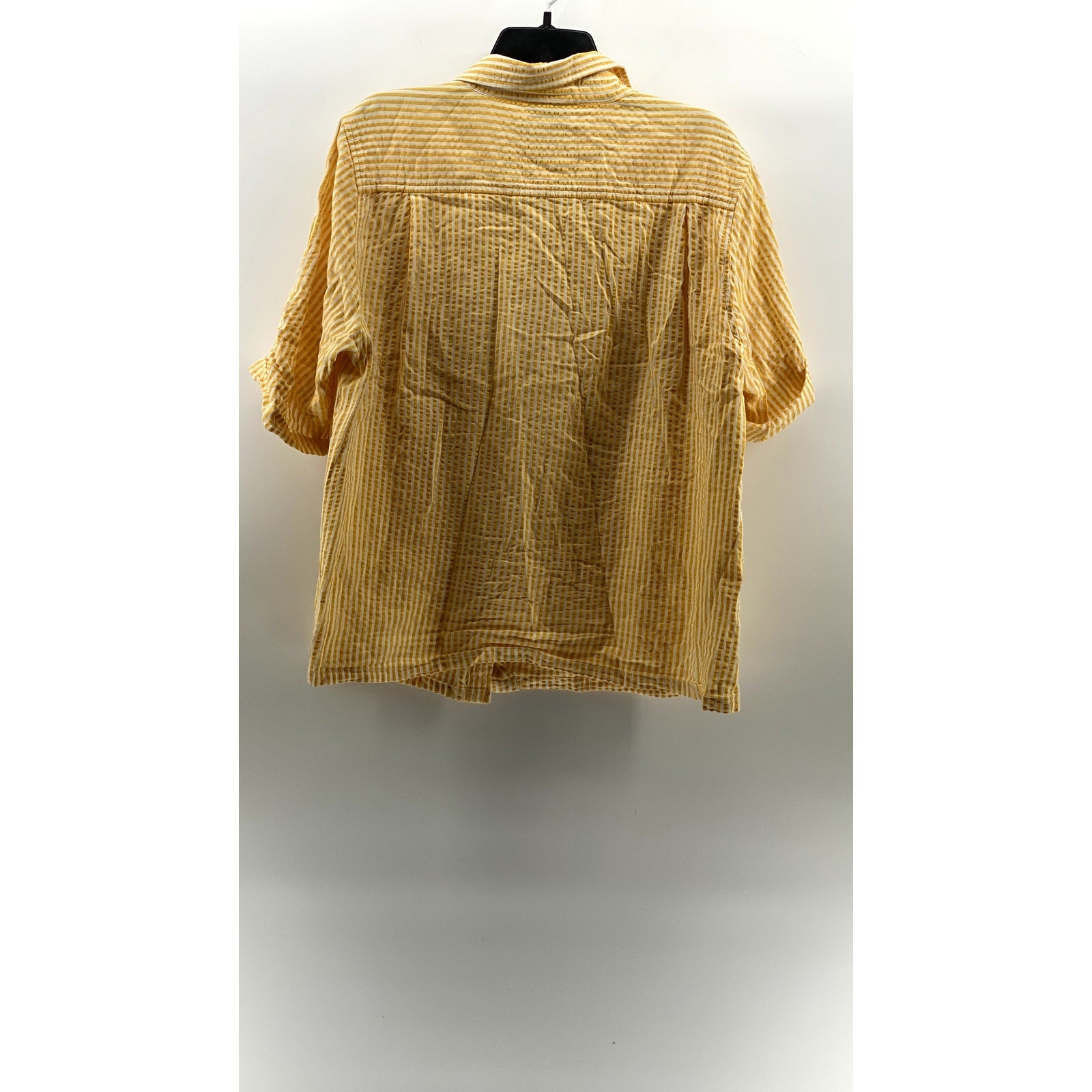 MAINSTREET BLUES Women's Vintage Yellow-White Striped Button-Up Top SZ M