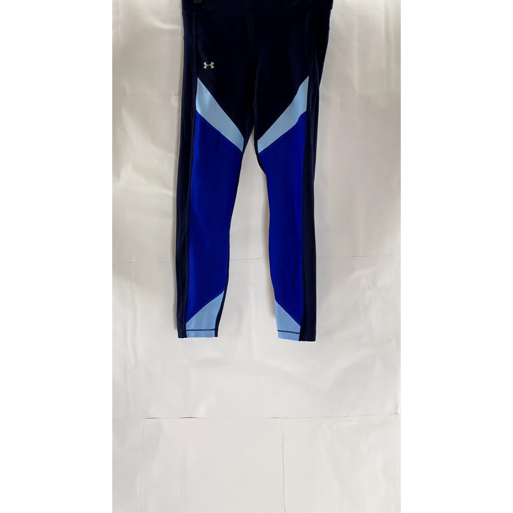 UNDER ARMOUR Women's Navy/Blue Colorblock Heatgear Ankle Cropped Leggings SZ XS