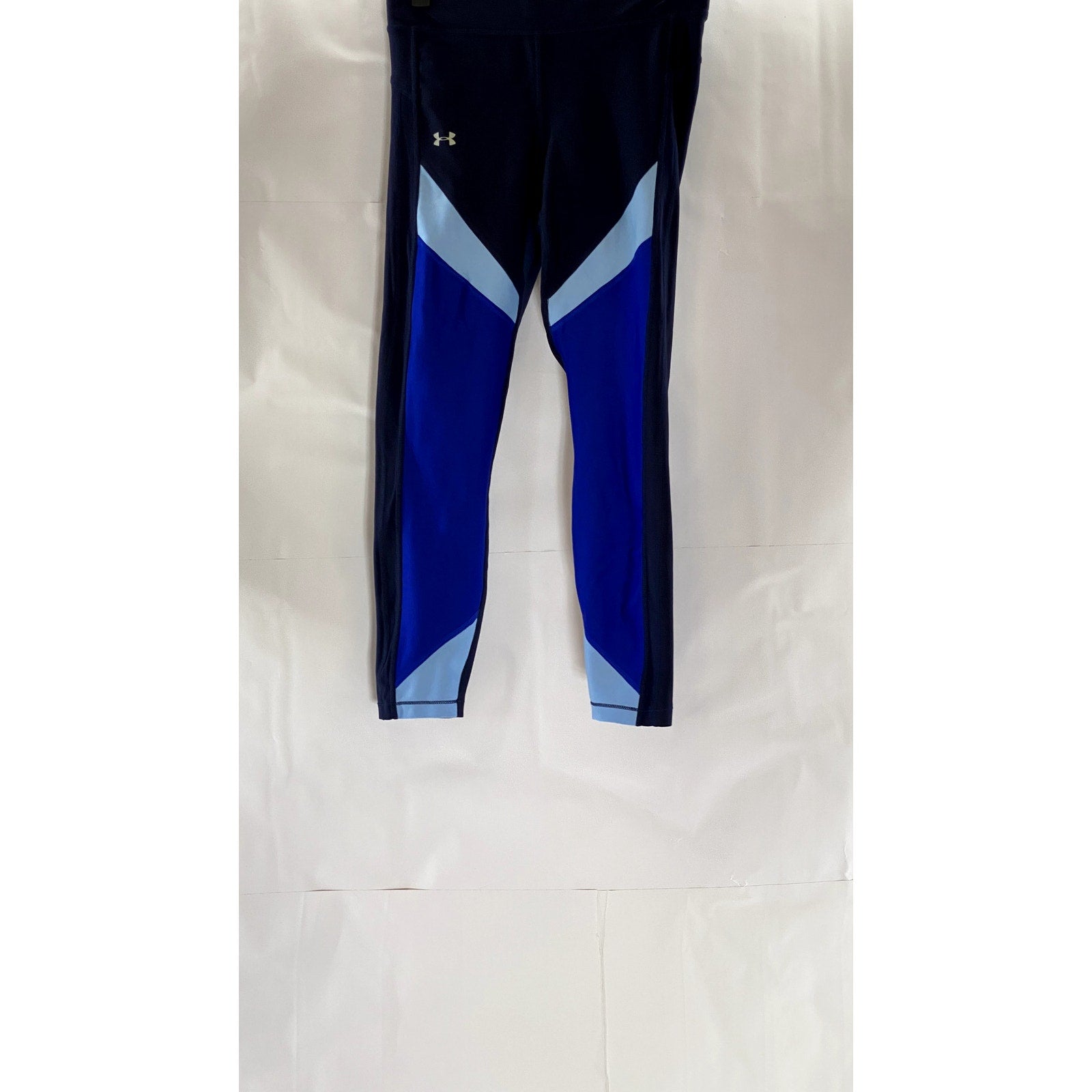 UNDER ARMOUR Women's Navy/Blue Colorblock Heatgear Ankle Cropped Leggings SZ XS
