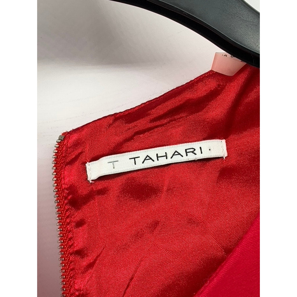 T TAHARI Women's Fuchsia Crewneck Sleeveless Sheath Mini Dress SZ 8
