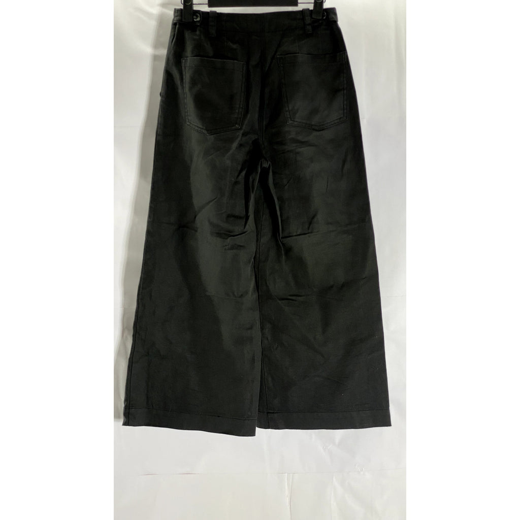 NEED Women's Black Solid Cotton-Linen Wide-Leg Pant SZ XS