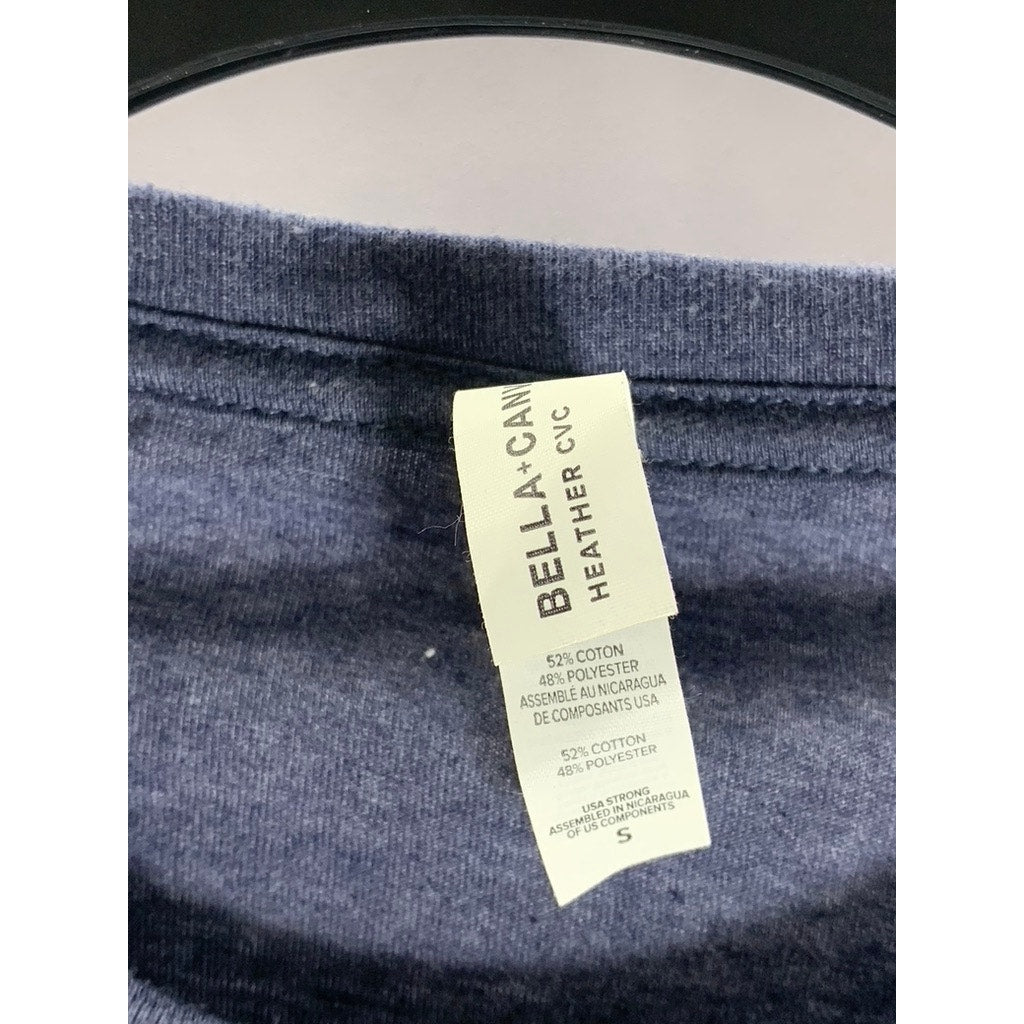 BELLA+CANVAS Unisex Blue Heather CVC Graphic Long Sleeve Crewneck T-Shirt SZ S