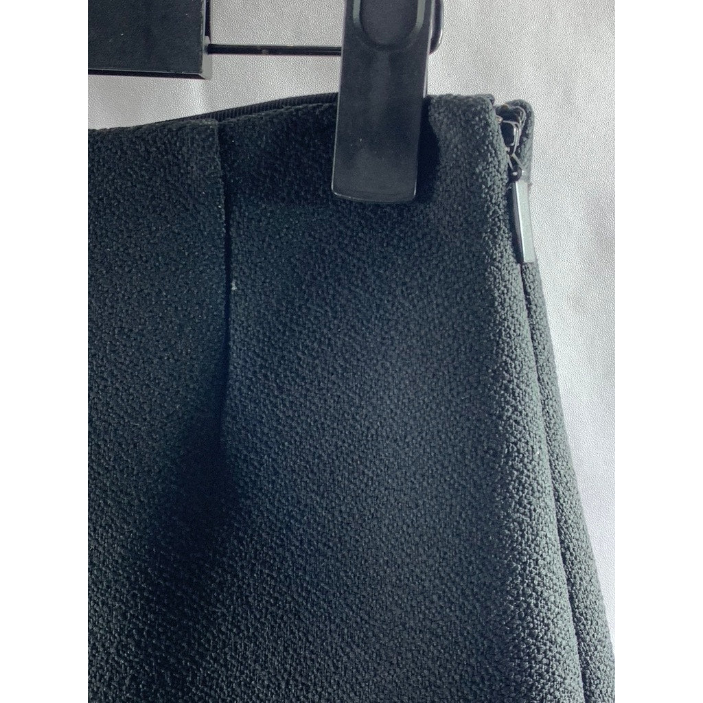 TIBI Women's Black-Beige Embroidered Leaf Asymmetrical Hem Midi Skirt SZ 00