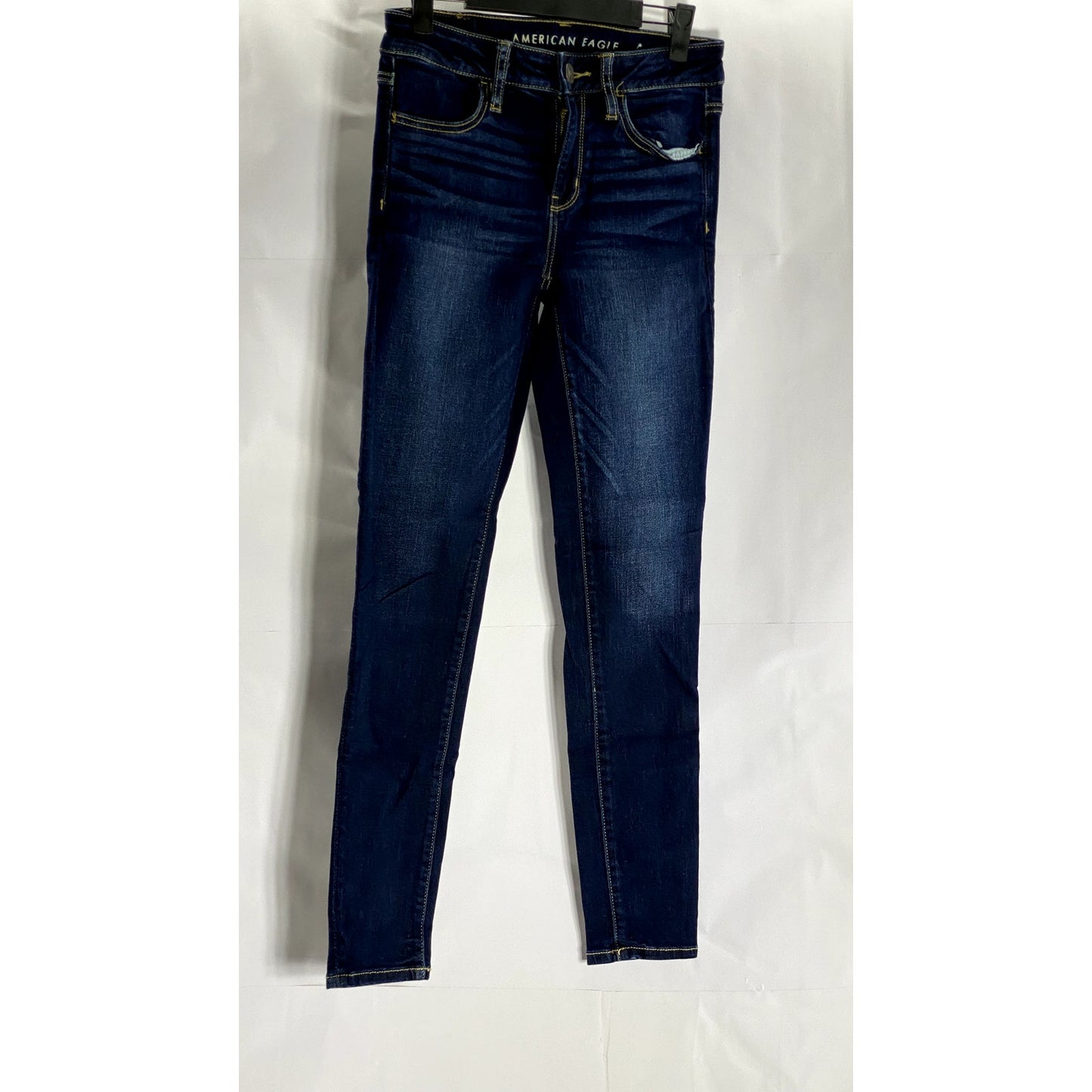 AMERICAN EAGLE Women's Dark Blue Regular-Fit Skinny-Leg Four-Pocket Jean SZ 4