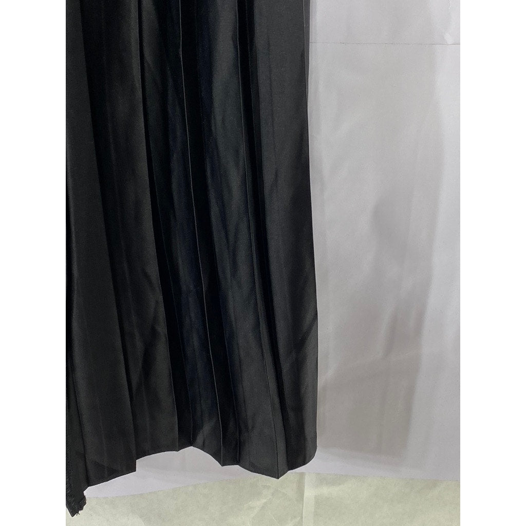 ASOS Women’s Black Pleated Long Sleeve Wrap Midi Dress SZ 6