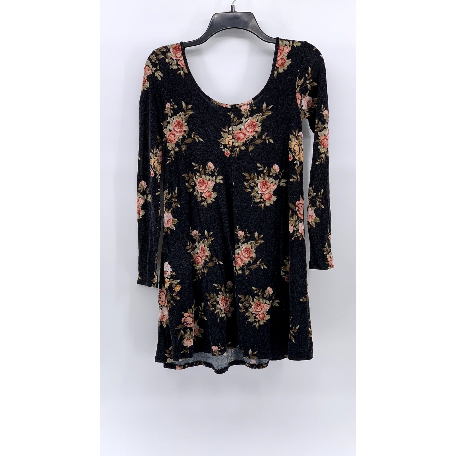 FOREVER 21 Women's Black Floral Print Long Sleeve Dress SZ XS
