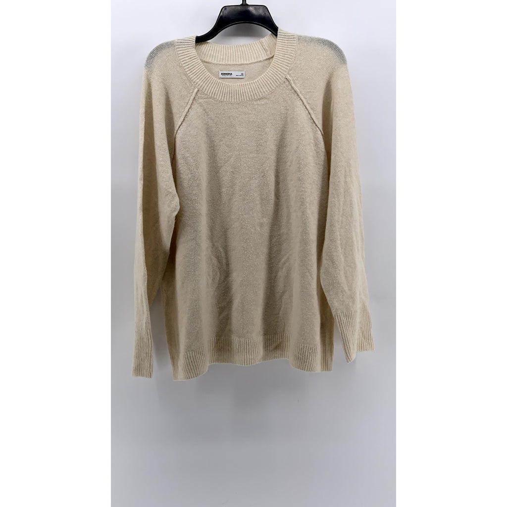 SONOMA GOODS FOR LIFE Women's Plus Beige Knit Crewneck Sweater SZ 0X