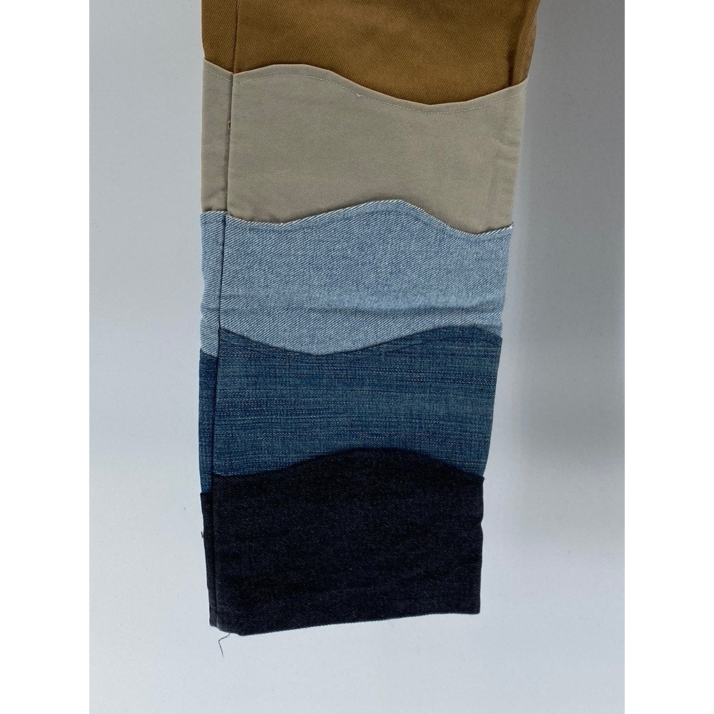 GEORGE Men's Tan-Multi Patchwork Hem Straight-Leg Athletic-Fit Pants SZ 30X32