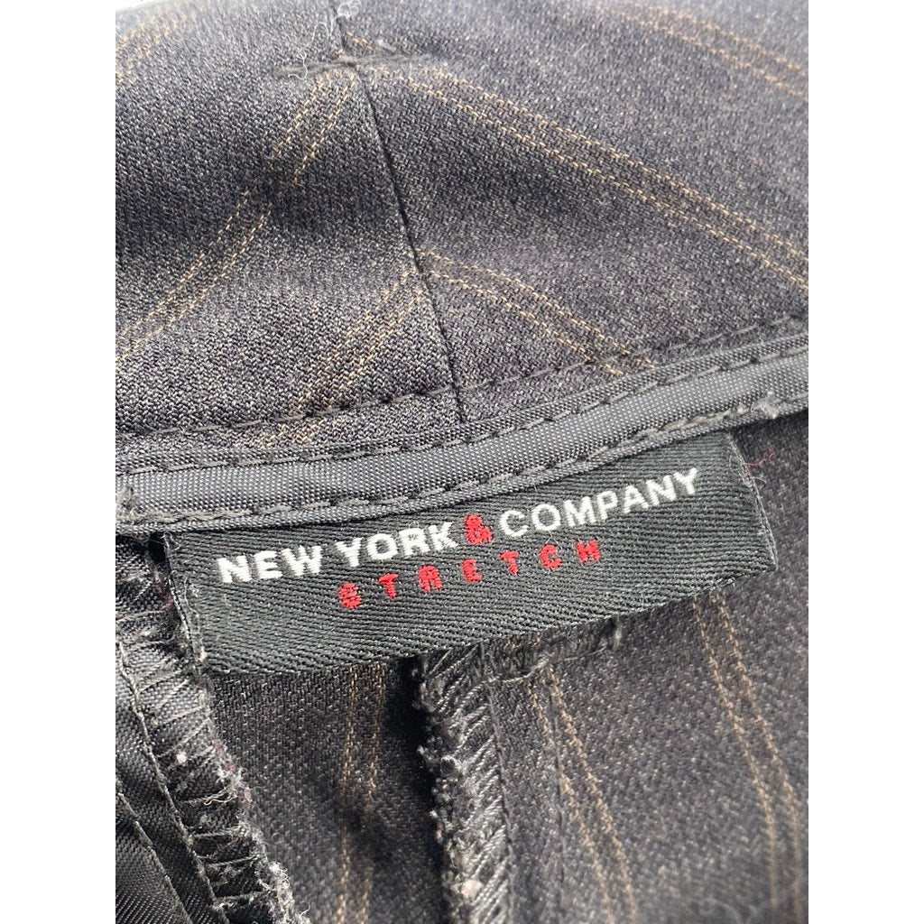NEW YORK & COMPANY Women's Charcoal Gray Stretch Striped Wide-Leg Pants SZ 4