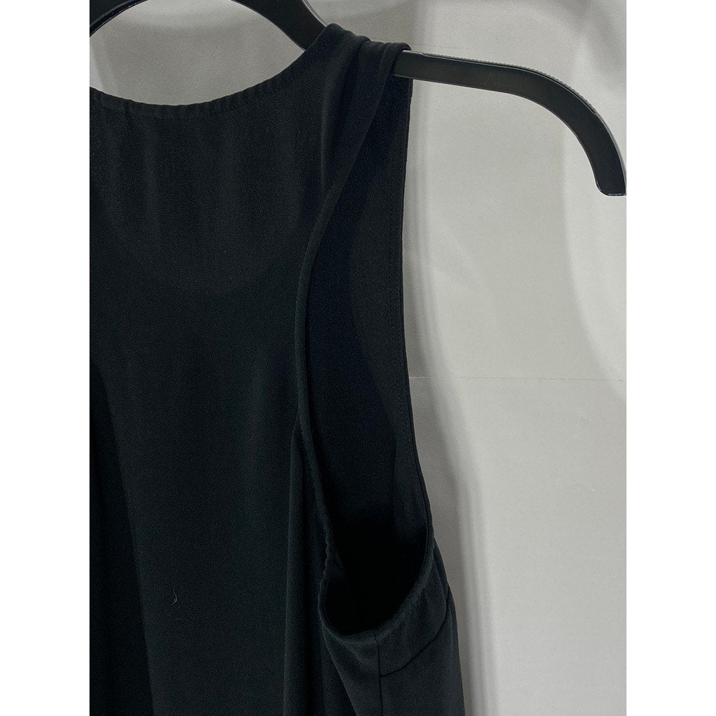 TILDON Women’s Black Solid Crewneck Shift Racerback Mini Dress SZ XS