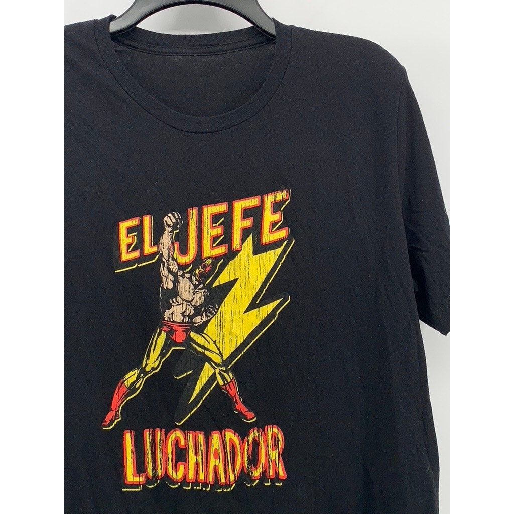 UNBRANDED Men's Black El Jefe Luchador Crewneck Short Sleeve T-Shirt SZ M