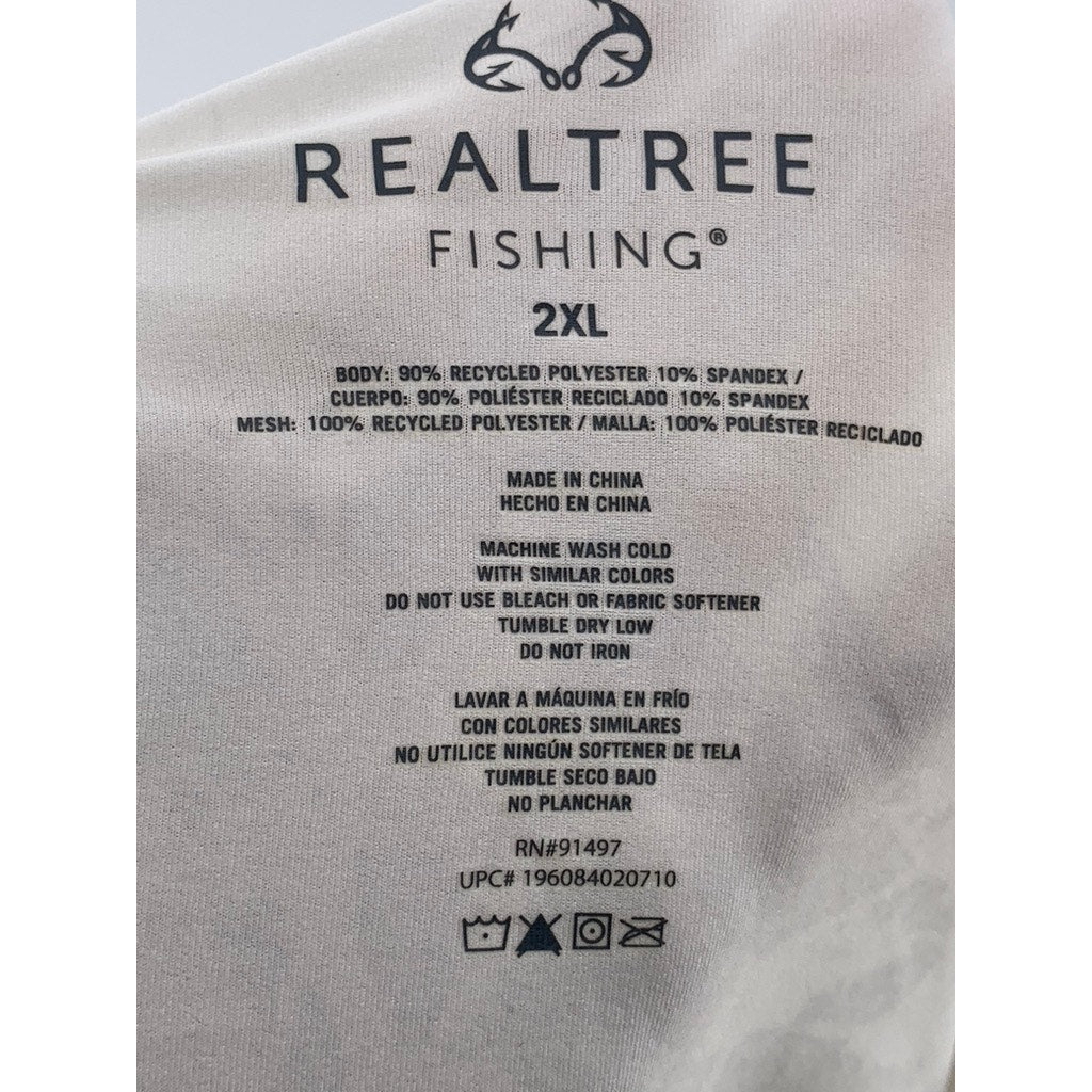 REALTRTEE Men's White-Gray Crewneck Lightweight Short Sleeve T-Shirt SZ 2XL