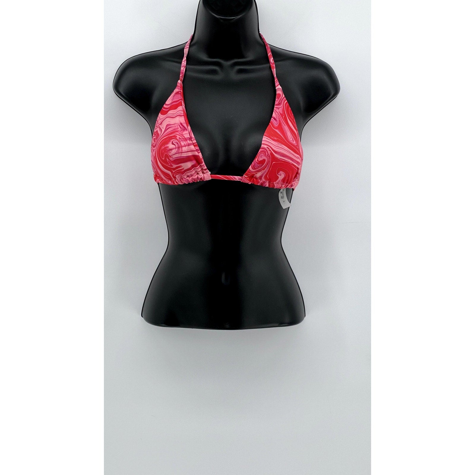 SHEIN Women's Pink Swirl Print Spaghetti Strap Swim Top SZ L