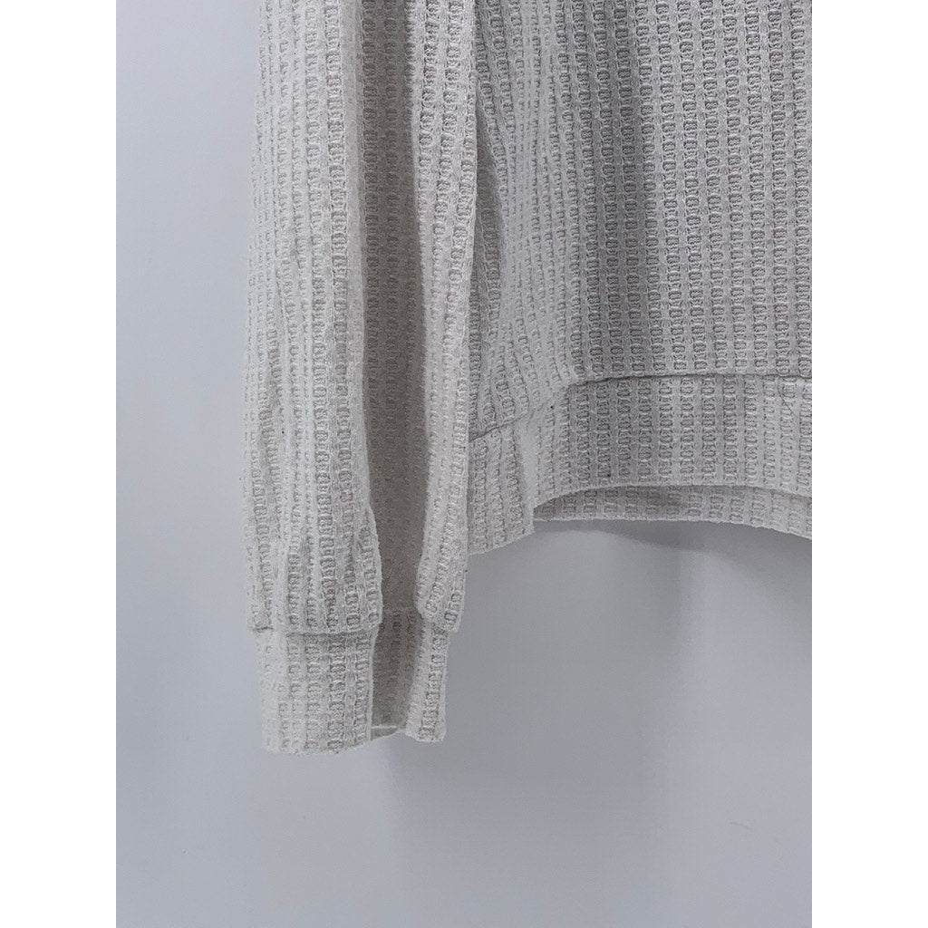 CENY Women's Navy-White Colorblock V-Neck Long Sleeve Waffle Knit Top SZ L