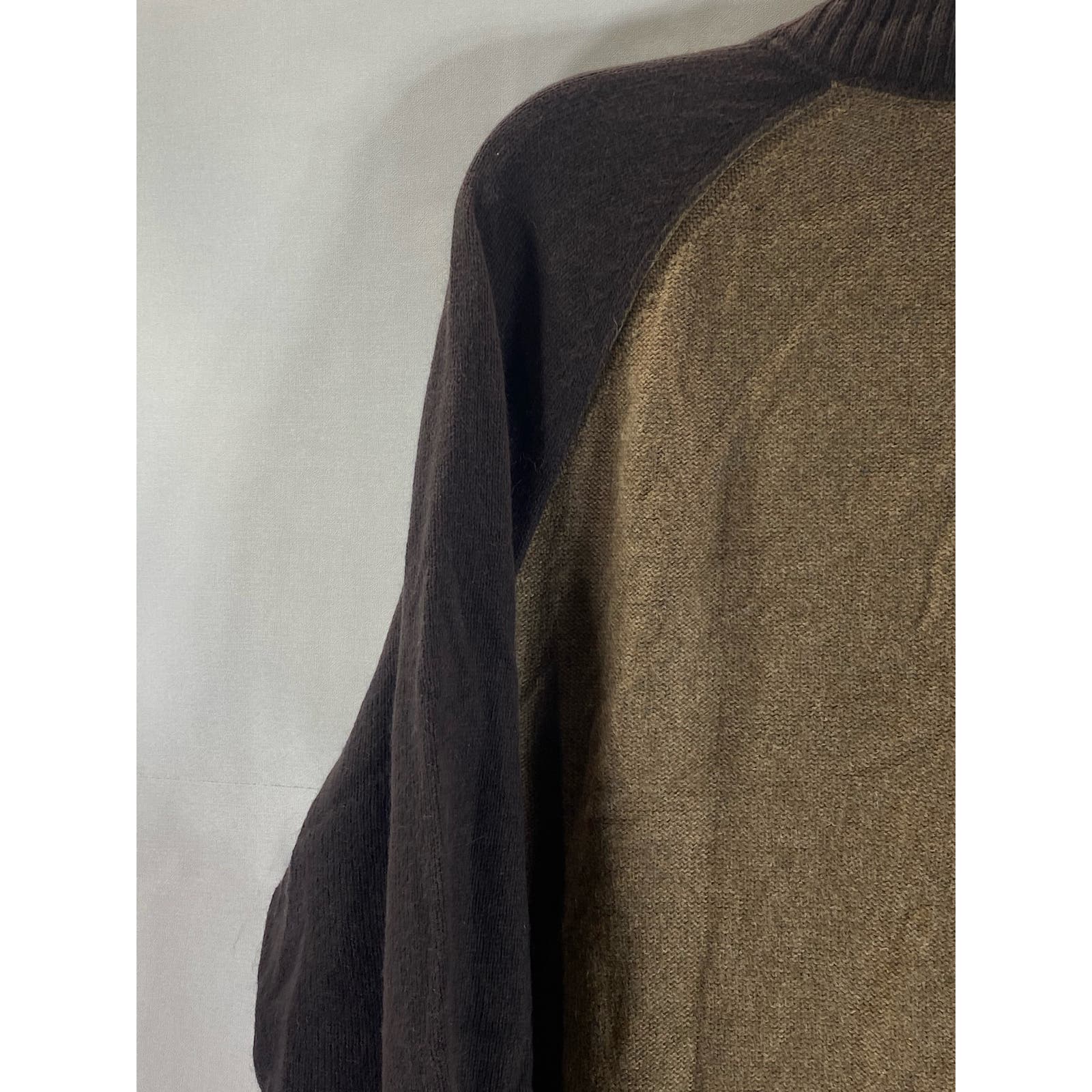 BANANA REPUBLIC Men's Brown Colorblock Luxury Blend Zip-Up Sweater SZ XL