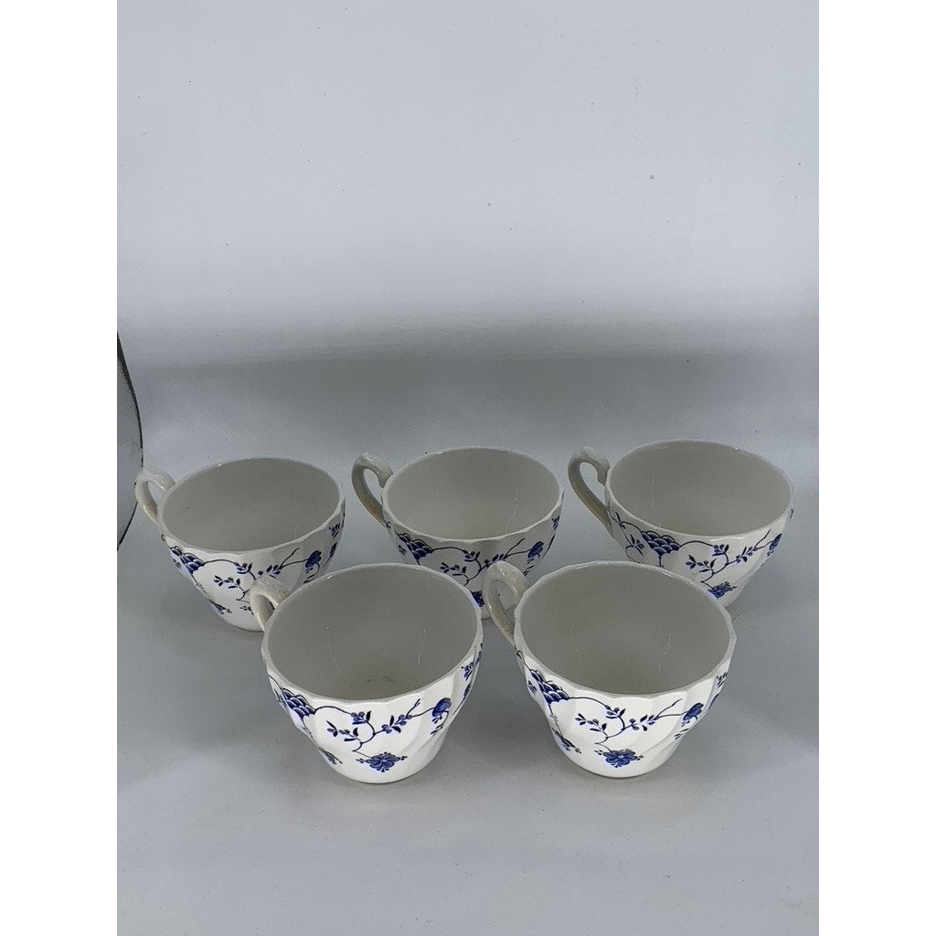 MYOTT FINLANDIA Vintage Swirl Rim Fine Staffordshire Ware 10pc Saucer & Cup