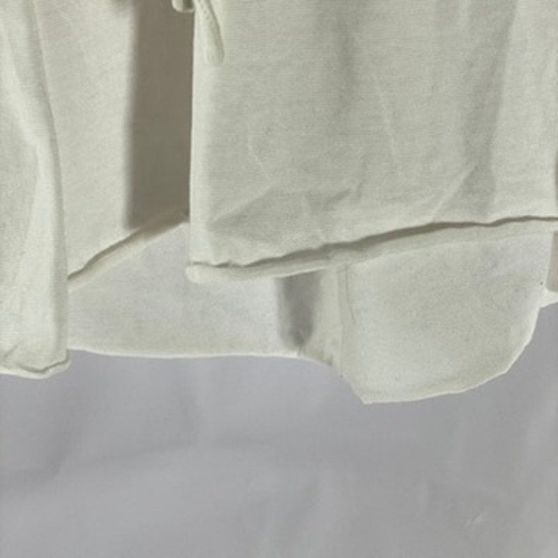 UNBRANDED Women's White Ruched V-Neck Tie-Back Short Sleeve Mini Dress SZ S