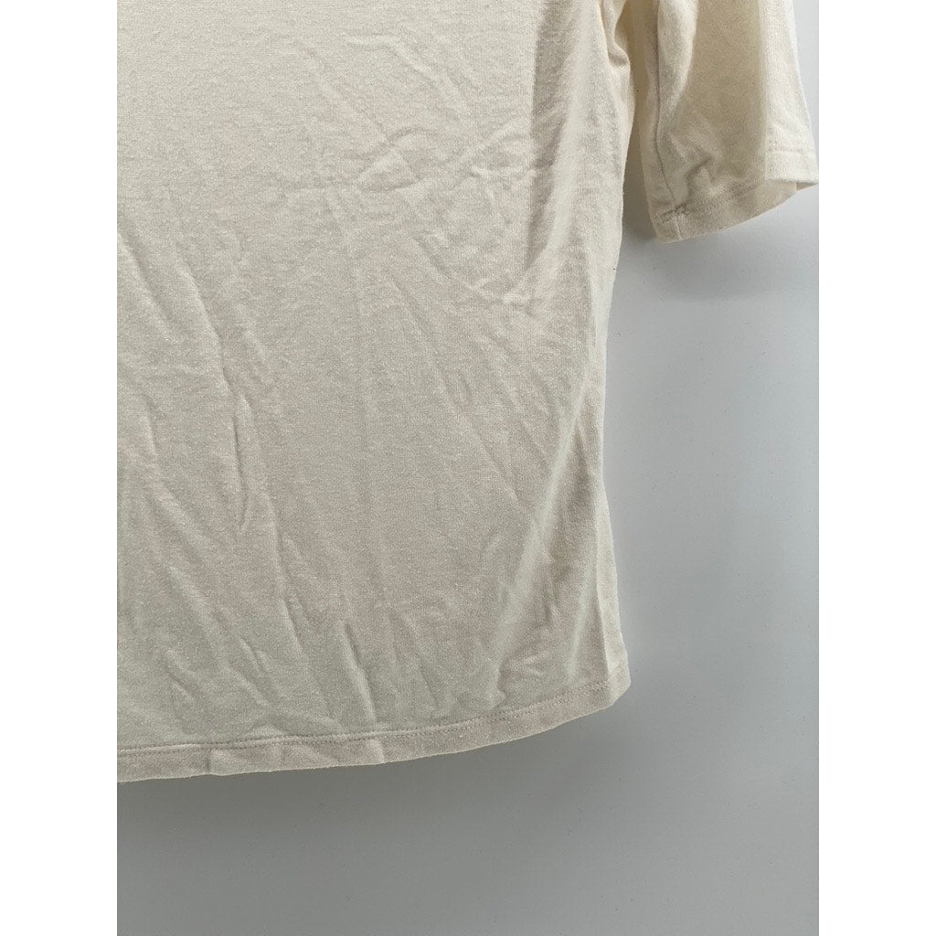 BANANA REPUBLIC Women's Cream Soft Luxe Mock-Neck Short Elbow Sleeve Top SZ S