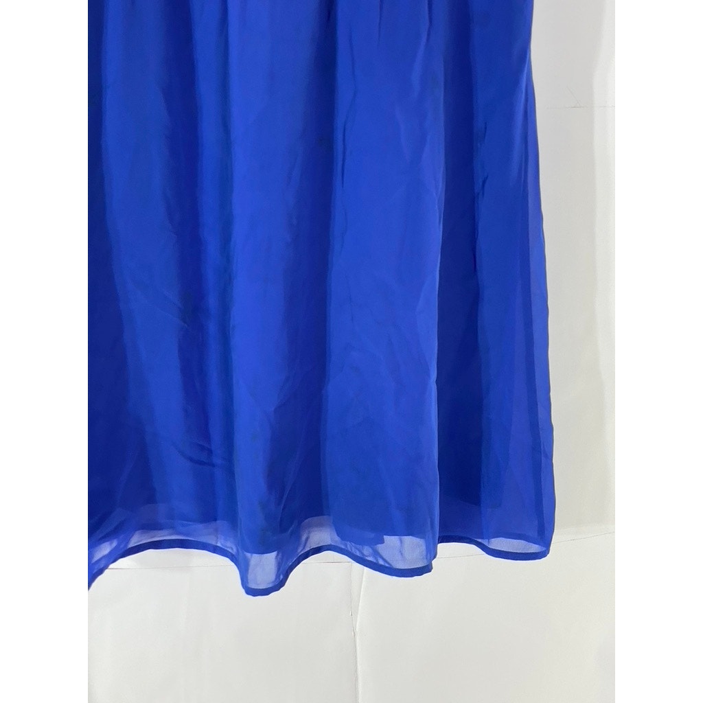 H&M Women's Royal Blue Scoop-Neck Sheer Sleeveless Mini Dress SZ 6