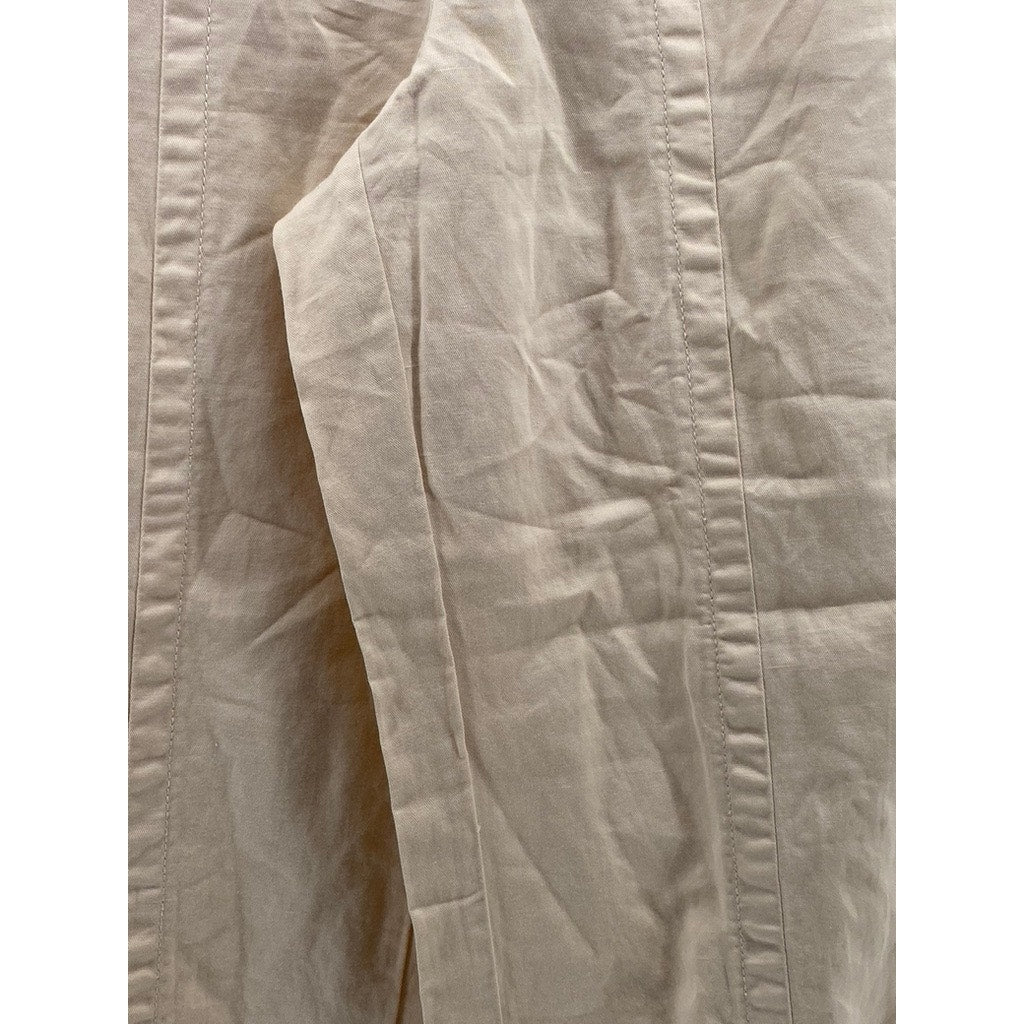 LOFT Women's Beige Seamed Twill Wide-Leg Cropped Pant SZ 6