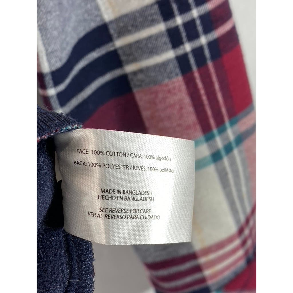 ORVIS Women's Red/Navy Plaid Fleece Lined Flannel Pinnacle Shirt Jacket SZ S