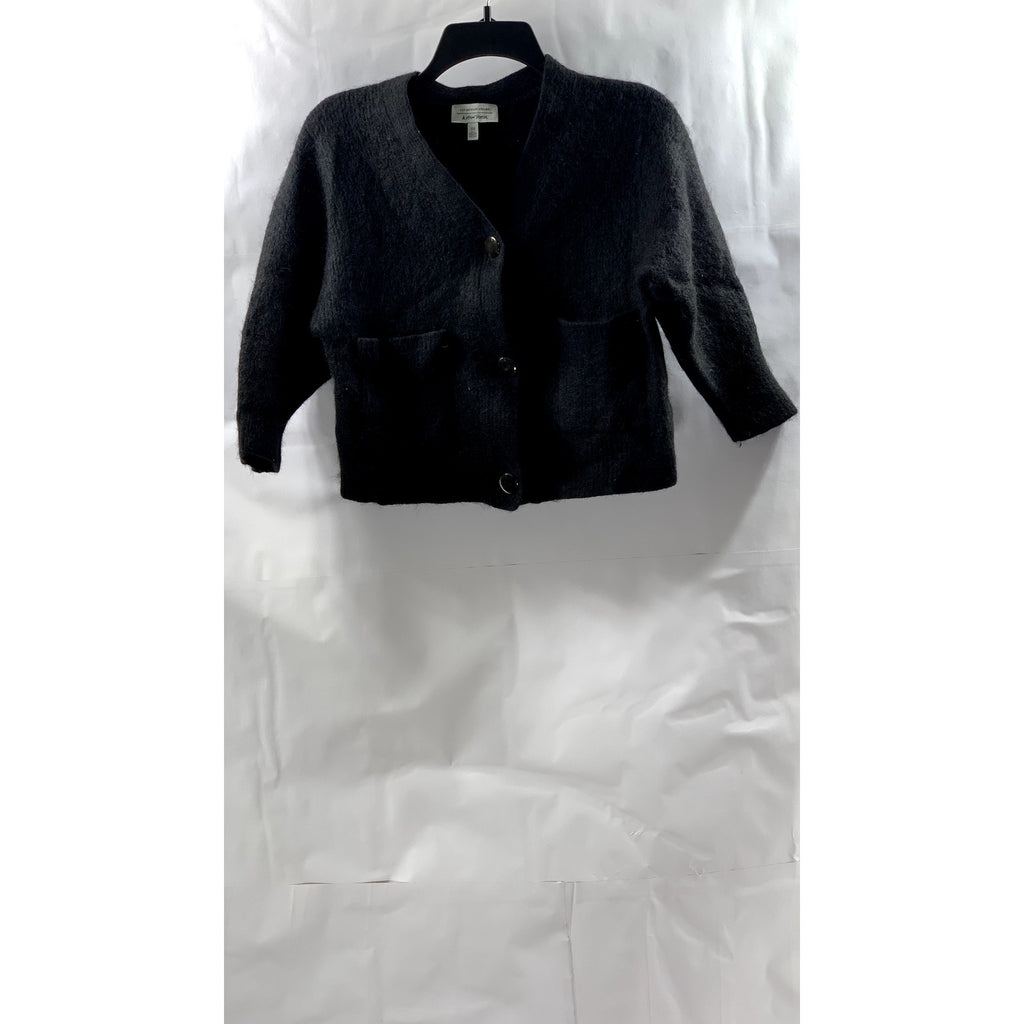 & OTHER STORIES Women's Black Alpaca-Blend Cropped V-Neck Cardigan SZ XS