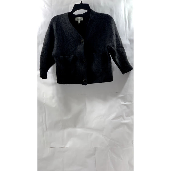 & OTHER STORIES Women's Black Alpaca-Blend Cropped V-Neck Cardigan SZ XS