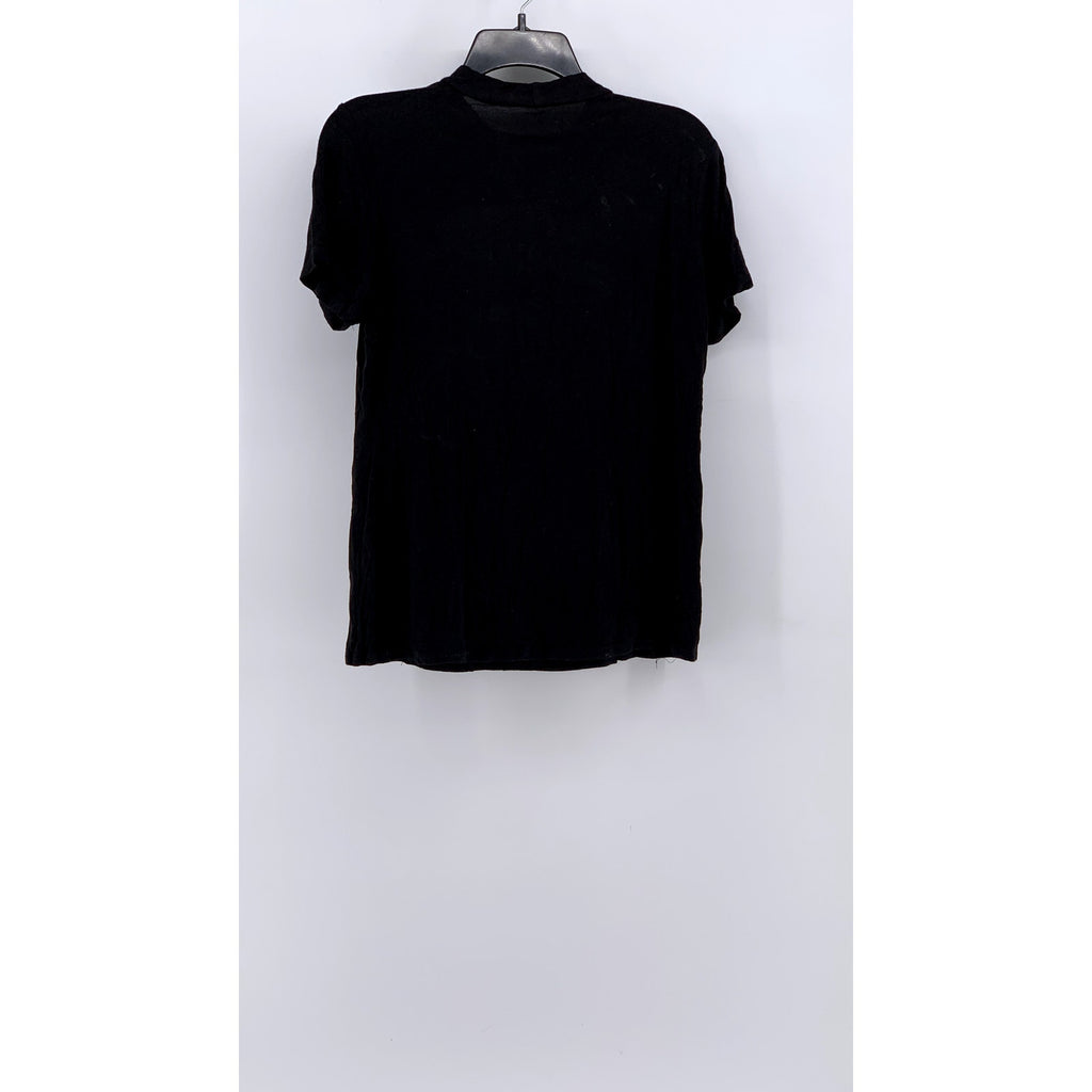 ELITE COLLECTION Women's Black Crew-Neck Cutout Short Sleeve Top SZ L