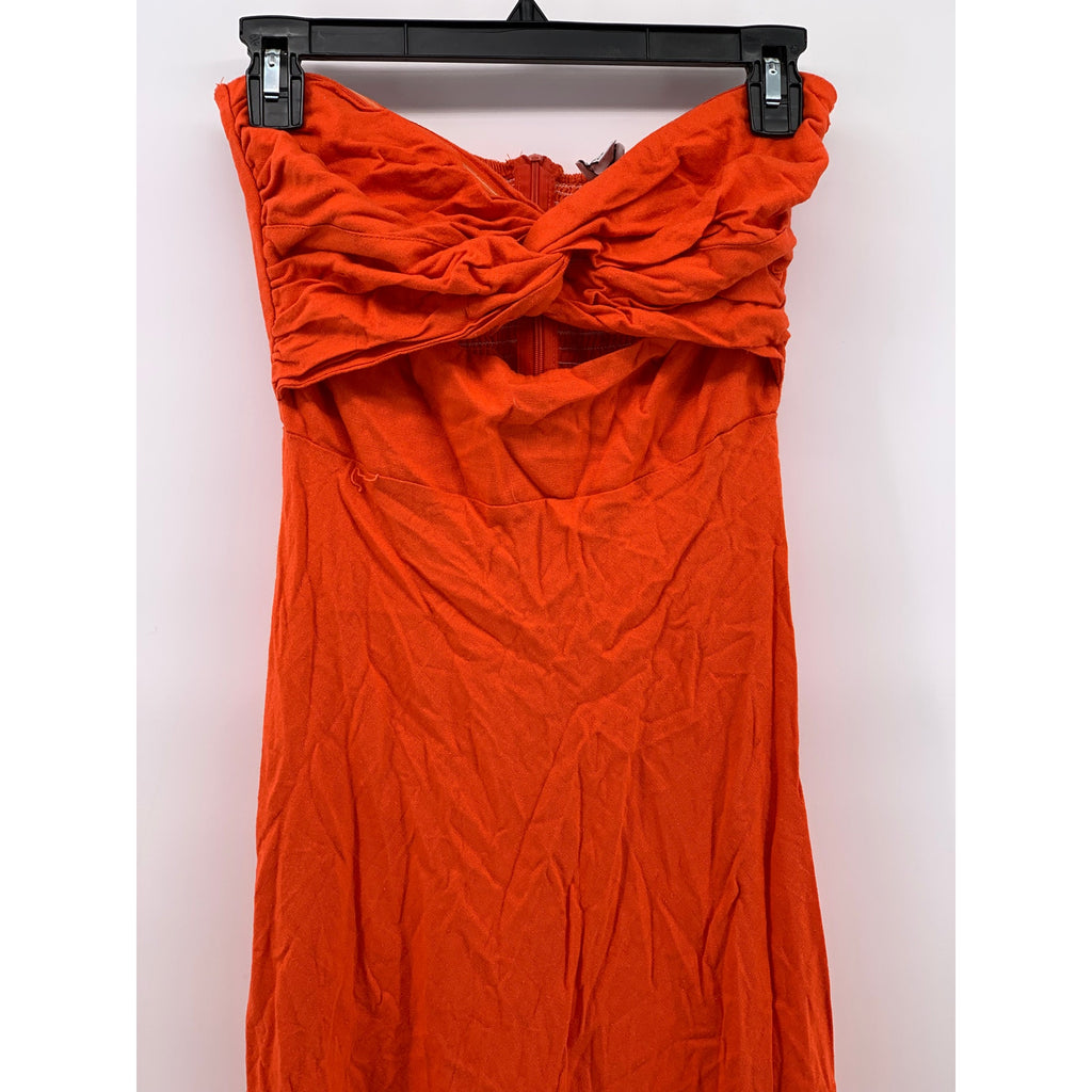 PINK DIAMOND Women's Orange Twist-Knot Cutout Strapless Maxi Dress SZ S