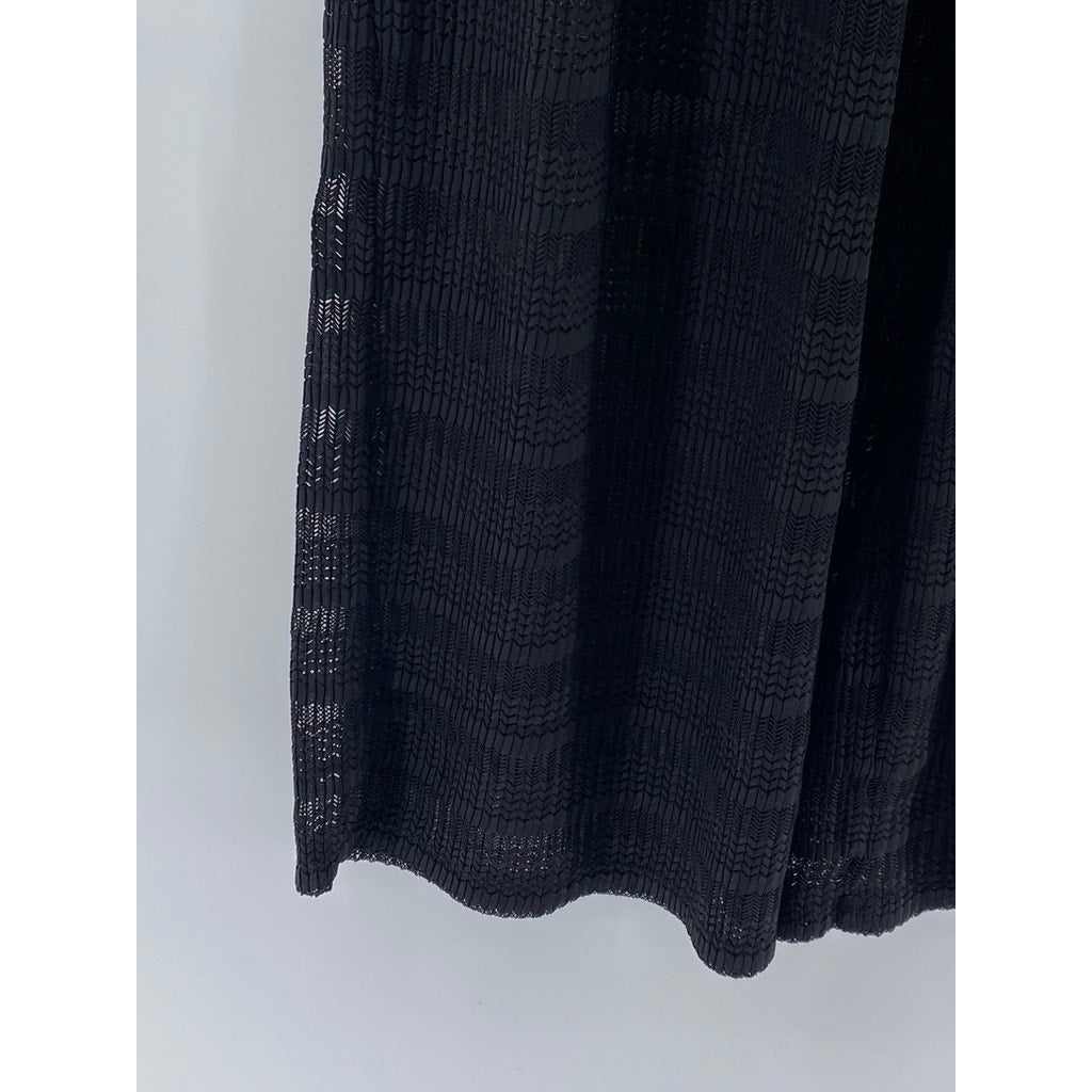 JORDAN TAYLOR Women's Black Textured Arrow Chevron Sheer Side-Slit Pant SZ M